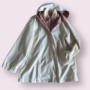 London Fog Cream and Light Pink Lined Trench Coat